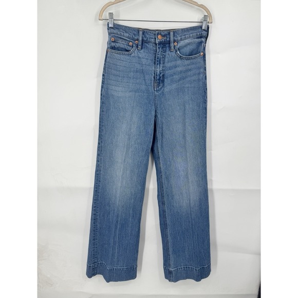 J.CREW Denim - J. Crew Wide Leg High Rise Trouser Jean Women 28 Medium Blue Wash Preppy Boho